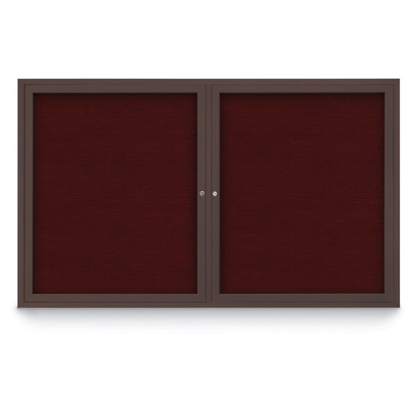 96"x48" 2-Door Enclosed Outdoor Letterboard, Burgundy/Bronze